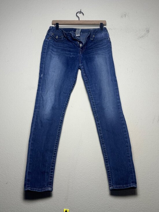 True Religion Denim - True Religion Women 30 Denim Blue Jean Pant USA Made Legging Tapered Slim Y2K